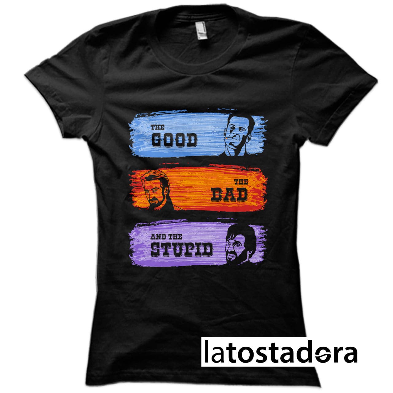 The good bad and the stupid camiseta mujer negra Latostadora - Jungla de | DebsDesign